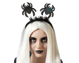 Atosa Diadema Arañas Halloween Noir Femme Adulte avec ressorts et paillettes
