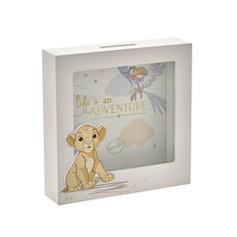 WIDDOP & CO Coffret à Monnaie Tirelire Simba Le Roi Lion Disney en Bois avec Décoration Illustration et Panneau Amovible
