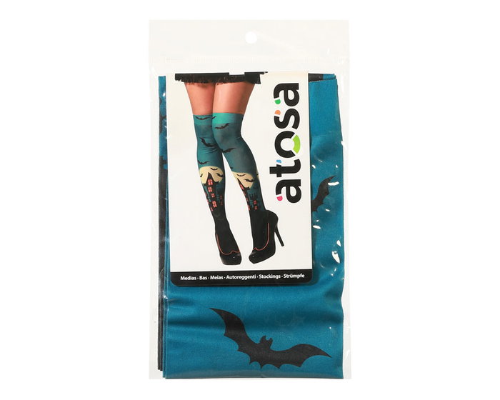 Atosa Collants Hauts Orange avec Chats et Citrouilles pour Halloween
