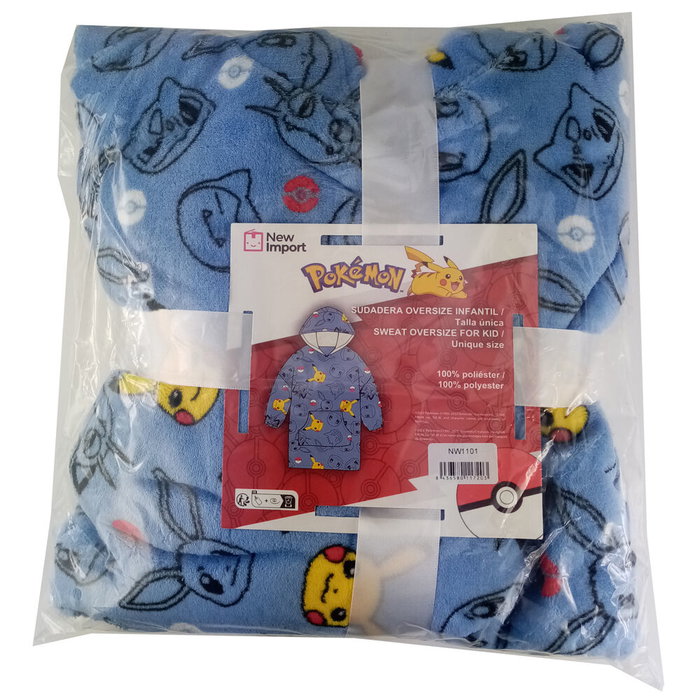 Pokémon Sweat-shirt à capuche oversize pour enfant - Couleur corail - Taille unique