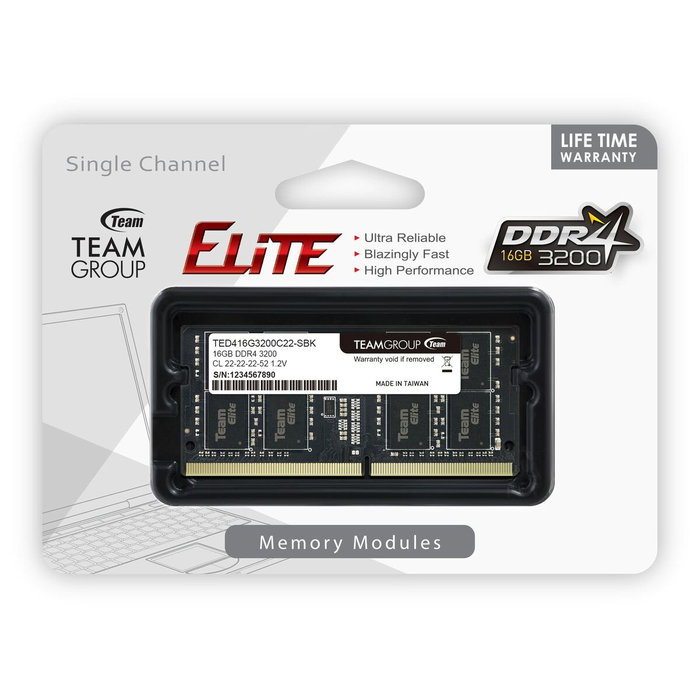 Mémoire RAM Team Group TED416G3200C22-S01 16 GB DDR4 3200 MHz CL19
