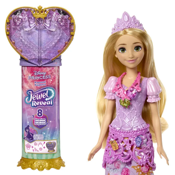 Mattel Disney Poupée Raiponce Jewel Reveal avec accessoires surprises