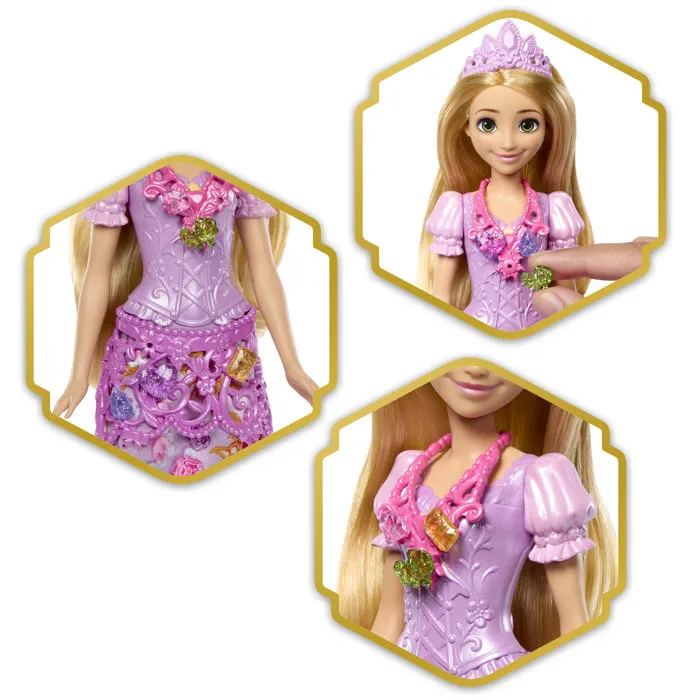 Mattel Disney Poupée Raiponce Jewel Reveal avec accessoires surprises