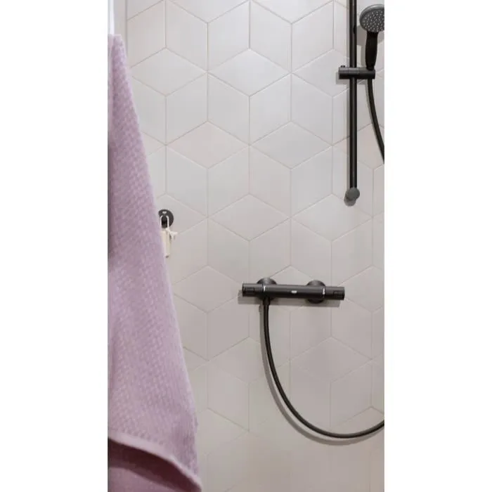 Grohe Mitigeur thermostatique de douche Precision Start Noir mat avec technologie économie d'eau, SafeStop et EcoButton