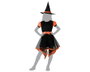 Disfraz - Costume Enfant Sorcière à Robe Courte Orange et Jupe Asymétrique avec Chapeau Pointu - Halloween - Fille 5-6 Ans