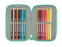 Safta Plumier Triple 37 Pièces Bleu "Sisters" 12,5 x 19,5 x 5,5 cm