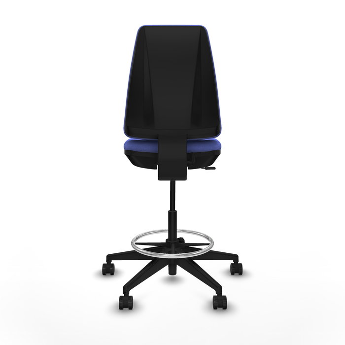 Tabouret Taburete Elche Contact permament de base Tissu Bleu clair Base pyramidale noire Sans accoudoirs Sans appui-tête Roulettes 65mm nylon