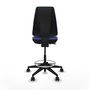 Tabouret Taburete Elche Contact permament de base Tissu Bleu clair Base pyramidale noire Sans accoudoirs Sans appui-tête Roulettes 65mm nylon