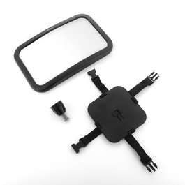 Innovagoods Miroir de surveillance bébé pour siège arrière, panoramique 360°, noir, réglable, 30x2,5x19 cm