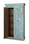 GINER Y COLOMER - Armoire en bois de manguier massif, 2 portes et 3 étagères, finition vert bleuté craquelé style ancien - 204x117x45 cm