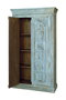 GINER Y COLOMER - Armoire en bois de manguier massif, 2 portes et 3 étagères, finition vert bleuté craquelé style ancien - 204x117x45 cm