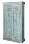 GINER Y COLOMER - Armoire en bois de manguier massif, 2 portes et 3 étagères, finition vert bleuté craquelé style ancien - 204x117x45 cm