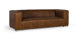 GINER Y COLOMER Canapé 3 places en cuir marron style vintage