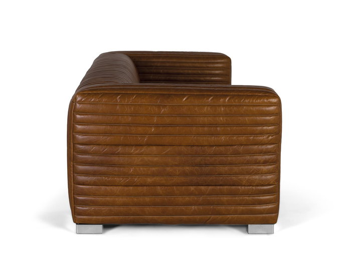 GINER Y COLOMER - Canapé 3 Places en Cuir Vintage avec Pattes en Acier - Style Moderne et Confortable - Dimensions: 220x98x67 cm - Marron GINER Y COLOMER - Canapé 3 Places en Cuir Vintage avec Pattes en Acier - Style Moderne et Confortable - Dimensions: 220x98x67 cm - Marron