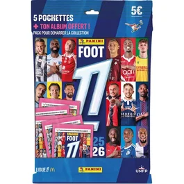 Panini Starter Pack - Album de Stickers Ligue 1 McDonald's 2025/26 - 5 pochettes (35 stickers) - Réf. FOOT FR 2025/26 Ligue 1