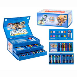 PAW PATROL - Mallette de Papeterie Coloriage Pat'Patrouille - Maletin de Loisirs Créatifs pour Enfants - Format 26 x 13 x 9.7 cm