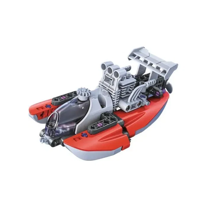 Clementoni - Coffret de construction mécanique Bateau de course Drag Boat avec engrenages, pistons et hélice fonctionnels - Jeu éducatif scientifique dès 8 ans