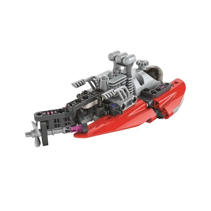 Clementoni - Coffret de construction mécanique Bateau de course Drag Boat avec engrenages, pistons et hélice fonctionnels - Jeu éducatif scientifique dès 8 ans