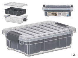 KIPIT Boîte organisatrice anthracite et transparente 5 compartiments 1,2L