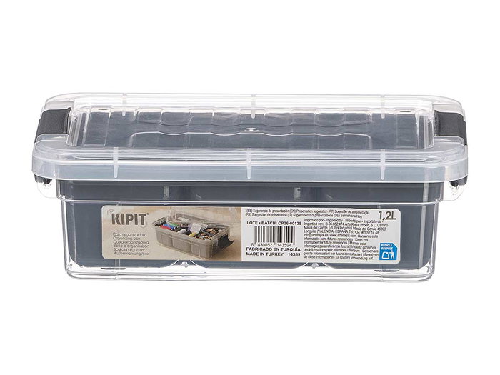KIPIT Boîte organisatrice anthracite et transparente 5 compartiments 1,2L KIPIT Boîte organisatrice anthracite et transparente 5 compartiments 1,2L