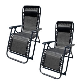 Marbueno Pack de 2 Chaises Longues Pliables Gravité Zéro en Acier Noir
