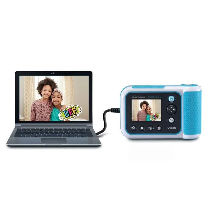 Vtech KidiZoom Print Cam Bleu Appareil photo enfant Impression Instantanée Photo Selfie Vidéo Écran Couleur Filtres Effets