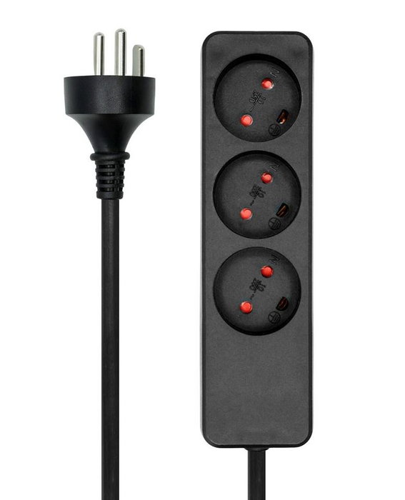 MicroConnect Multiprise danoise 3 prises noire câble 10m