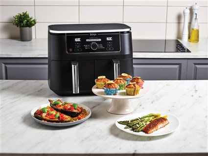 Ninja AF400EU Friteuse à air 6 en 1 avec compartiment double Max Crisp, 9.5 L - Asseur, rôtisseur, four, réchauffage, déshydrateur