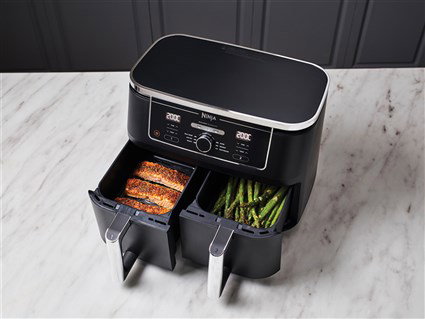 Ninja AF400EU Friteuse à air 6 en 1 avec compartiment double Max Crisp, 9.5 L - Asseur, rôtisseur, four, réchauffage, déshydrateur