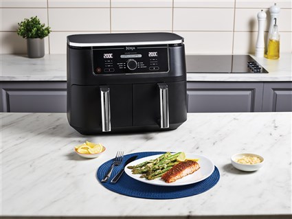 Ninja AF400EU Friteuse à air 6 en 1 avec compartiment double Max Crisp, 9.5 L - Asseur, rôtisseur, four, réchauffage, déshydrateur