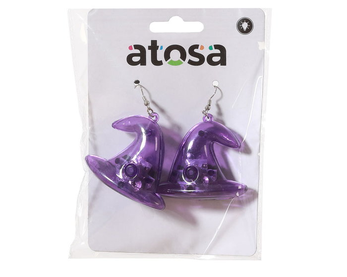 Pendientes De Bruja - Boucles d'oreille de sorcière avec chapeau pointu et lumière clignotante pour costume Halloween