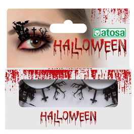 Faux Cils Halloween Bois Enchanté et Croix - Cils Postiches pour Maquillage Déguisement de Sorcière, Esprit ou Fantôme - Design Mystérieux et Captivant