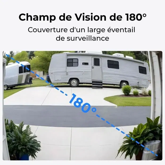 Reolink D340P - Caméra dôme IP intérieure/extérieure 5MP, champ de vision 180°, vision nocturne, audio bidirectionnel, compatible Google Assistant, alimentation PoE - Noir