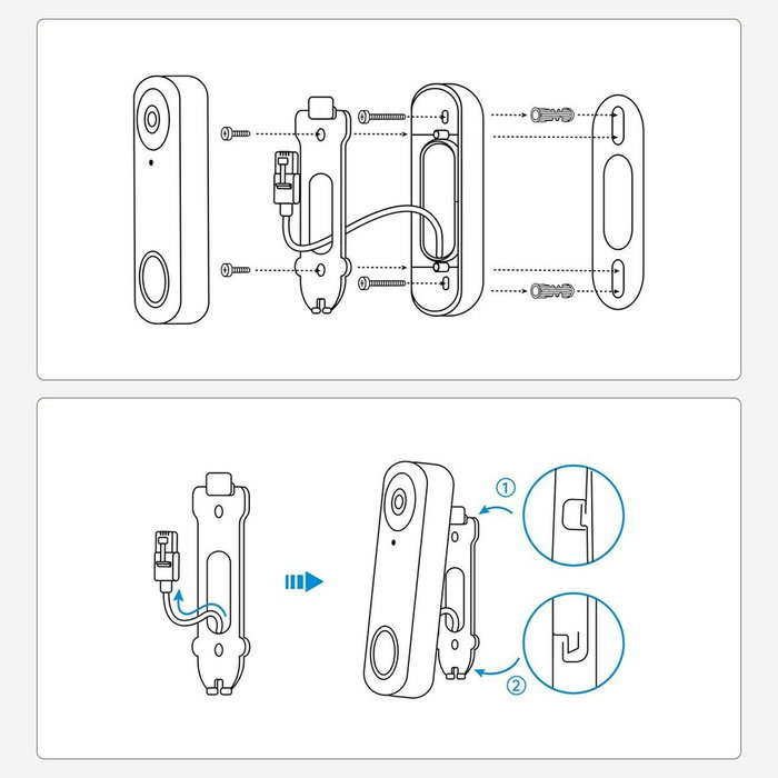 Reolink VDB2K01WD Interphone Vidéo Intelligent Noir Reolink VDB2K01WD Interphone Vidéo Intelligent Noir