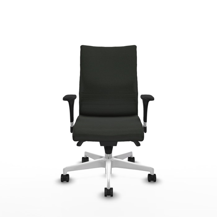 Piqueras Y Crespo Albacete Confidente - Chaise de bureau avec mécanisme synchrone, tissu noir et base blanche