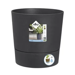 ELHO Pot de fleurs Rond Greensense Aqua Care - Ø 29,5 x H 29,1 cm - 15 L - Gris Charbon - Réserve d'eau pour intérieur et extérieur