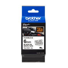 Brother TZEFX211 Ruban Laminé Flexible pour Étiqueteuse, Texte Noir sur Fond Blanc, 6mm x 8m