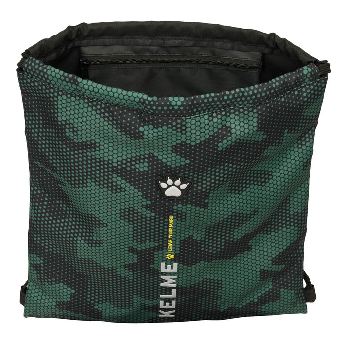 Sac à dos serré par des ficelles Kelme Camo Noir Vert 35 x 40 x 1 cm