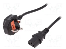 DIGITUS Câble d'alimentation H05VV-F 3x0,75mm² BS 1363 (G) vers IEC C13 femelle, 1,8m