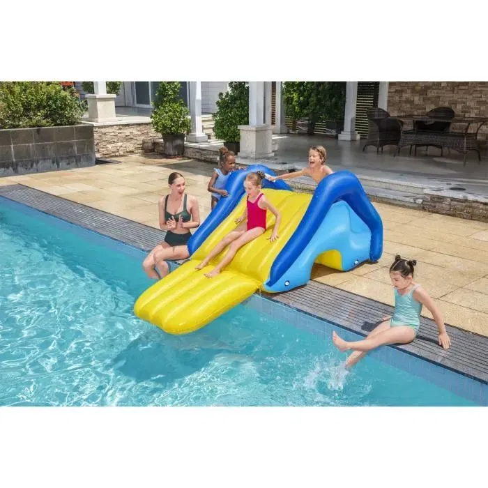 Bestway 52453 - Toboggan gonflable géant avec arroseurs pour piscine - 247 x 124 x 100 cm - Enfants 3 ans et + - Capacité 75 kg