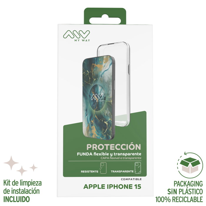 Myway Carcasse pour Apple iPhone 15 Transparente avec Protection TPU Myway Carcasse pour Apple iPhone 15 Transparente avec Protection TPU