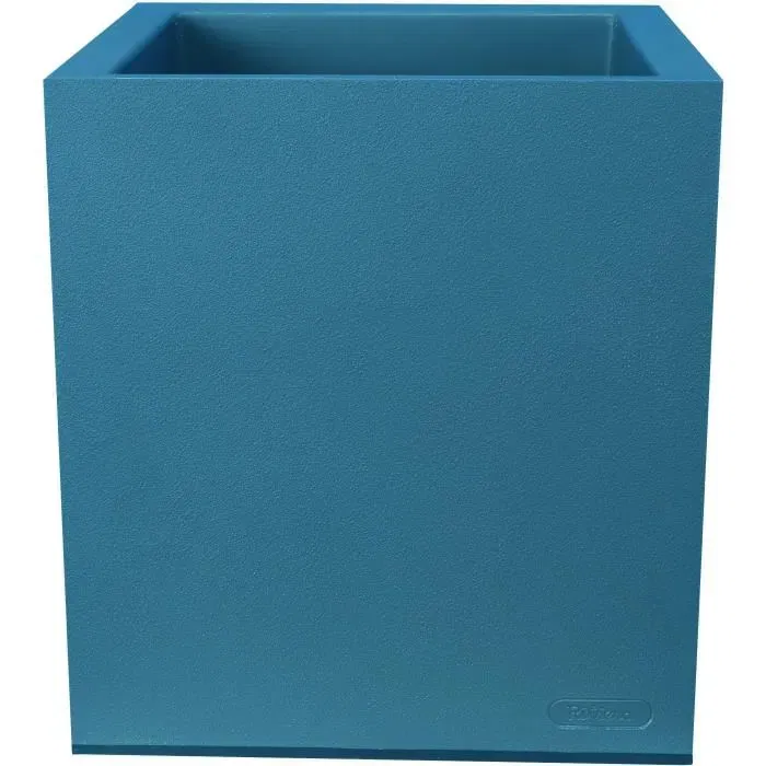 Riviera Bac à Fleurs Carré Riviera Granit 39.5x39.5x44.5 cm - Plastique Bleu - Résistant Polypropylène - 38 Litres