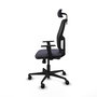 Chaise Alfera Synchro 4 positions tissu Gris foncé Maille Noir Base en nylon noir Accoudoir 1D Appui-tête 2D Roulettes 65mm nylon