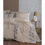 Parure de lit 1 housse de couette 220 x 240 cm + 2 taies 60 x 60 cm - 100% coton renforcé King Size - Beige, Gris, Blanc