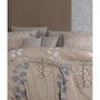 Parure de lit 1 housse de couette 220 x 240 cm + 2 taies 60 x 60 cm - 100% coton renforcé King Size - Beige, Gris, Blanc