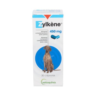 Vetoquinol Zylkene Complément alimentaire pour chiens 450 mg, boîte de 30 capsules, pour chiens de plus de 30 kg Vetoquinol Zylkene Complément alimentaire pour chiens 450 mg, boîte de 30 capsules, pour chiens de plus de 30 kg