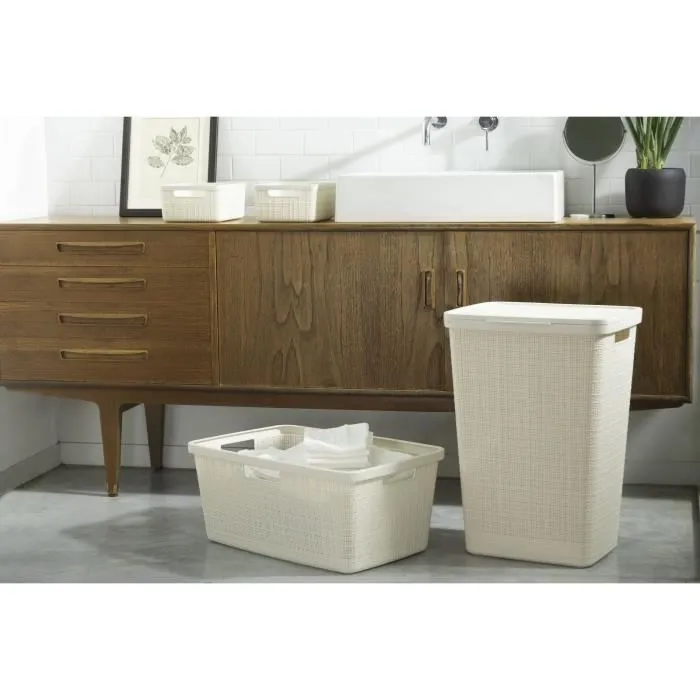 Curver Corbeille à linge en jute, 46 litres, couleur beige