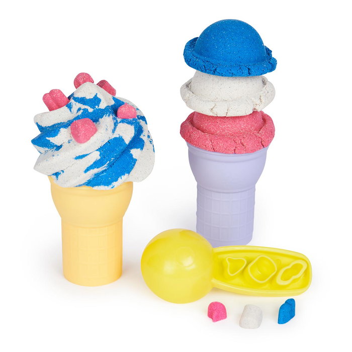 Spin Master Kinetic Sand Machine à Glaces 6068385 - Station de Glaces Souples avec Sable Bleu, Blanc, Rose - Jeu Créatif pour Enfants 5 Ans et Plus