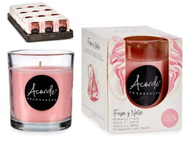 Acorde Vela en Verre Parfum Fraise et Crème 30 Heures 7x7x7 cm (Set de 12)