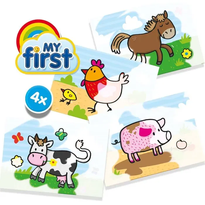 SES CREATIVE - My First Hobby 1 - Kit de Peinture au Doigt sans Tache pour Enfants - 4 Couleurs Magiques avec Pinceau - Activité Éducative pour 1+ An